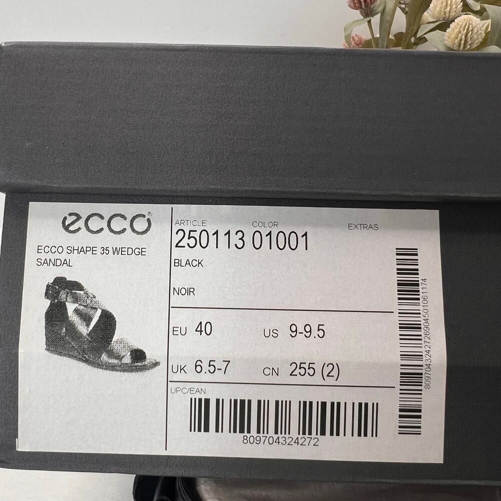 Ecco Shape 35 Wedge Leather Sandal Black 250113 01001 Women 9-9.5 NWB - Picture 11 of 11